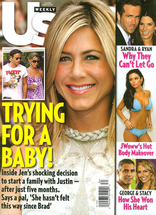 Illustration for article titled This Week In Tabloids: Jennifer Aniston's Secret Baby Bump & Shotgun Wedding